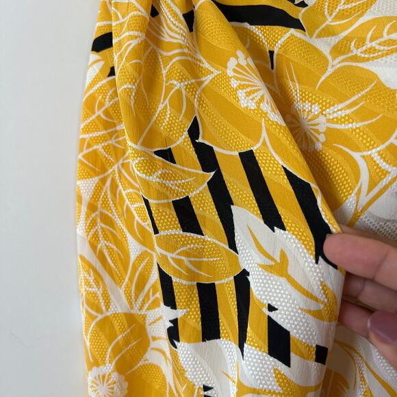 Vintage Julie Frances Yellow Abstract Silk Midi Skirt Long Sleeve Top Set Size 6 - Picture 10 of 16